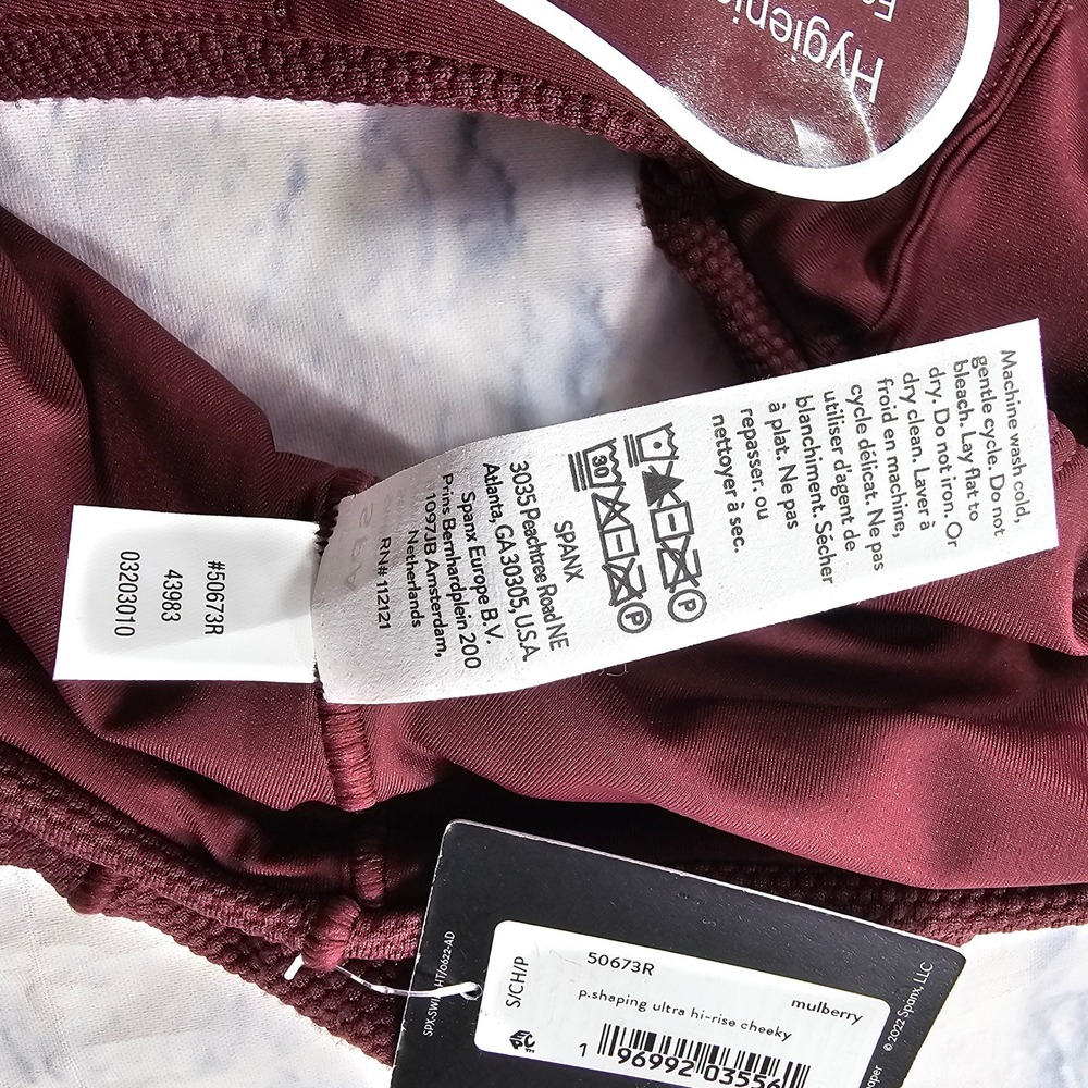 Spanx Shaping Ultra Hi-Rise Cheeky Swim Bottoms Women S Mulberry Textured 50673R - Picture 8 of 11